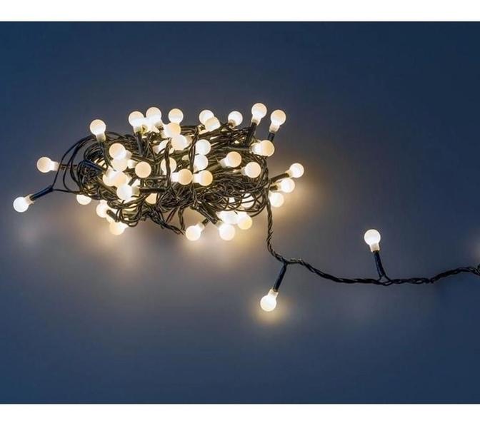 Imagem de Cordão Pisca Pisca Natal 110V 40 Bolinhas Leds Branco Quente