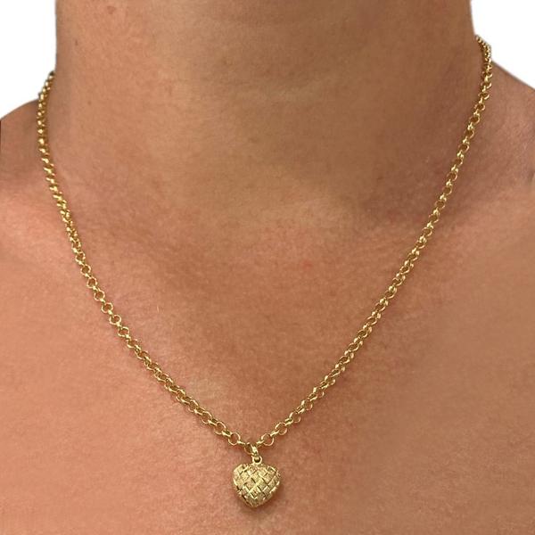Cordão Portuguesa de Ouro 18k 45cm com Pingente Coração Trabalhado Corrente Cordão Gargant... Cordão Portuguesa de Ouro 18k 45cm com Pingente Coração Trabalhado Corrente Cordão Gargant...