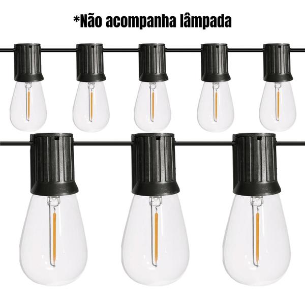 Imagem de Cordão Varal de Luzes Eco Preto 5E27 5M IP54