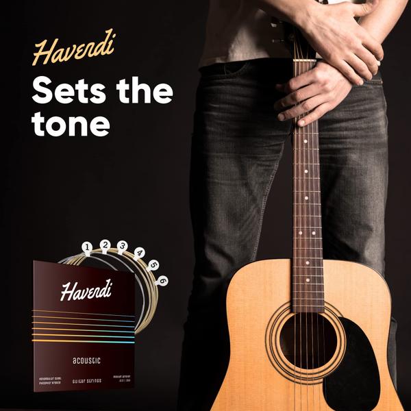 Imagem de Cordas de guitarra acústica Havendi Phosphor Bronze com 3 palhetas