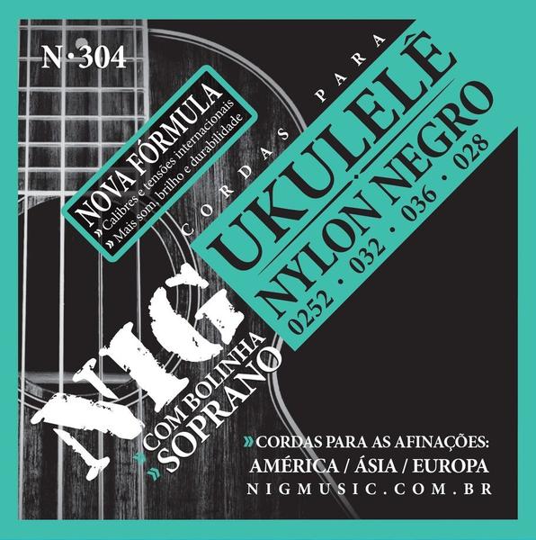 Imagem de Cordas P/ Ukulele 0.25/0.32/0.36/0.28 Nylon Negro Com Bolinha