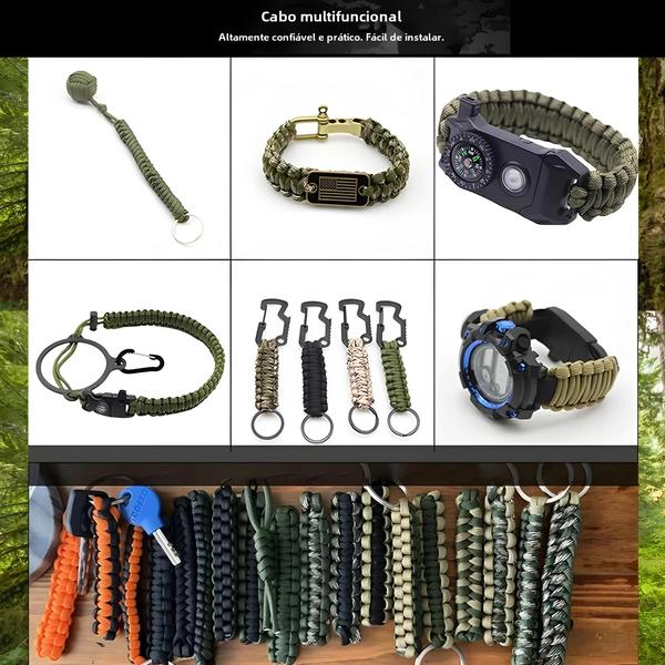 Imagem de Cordas Táticas de Paracord 550 - 4mm de Diâmetro, 31m, 7 Núcleos - Ideal para Acampamento e Trekking