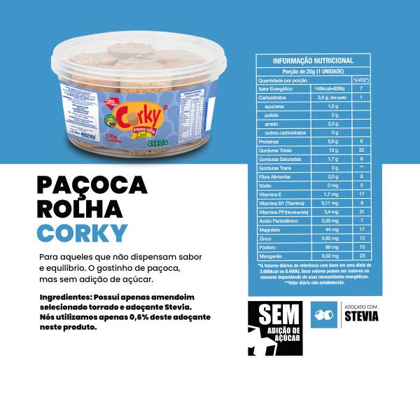 Imagem de Corky Paçoca Rolha Zero Açúcar Diet 170g / 07 Unid. Manibi