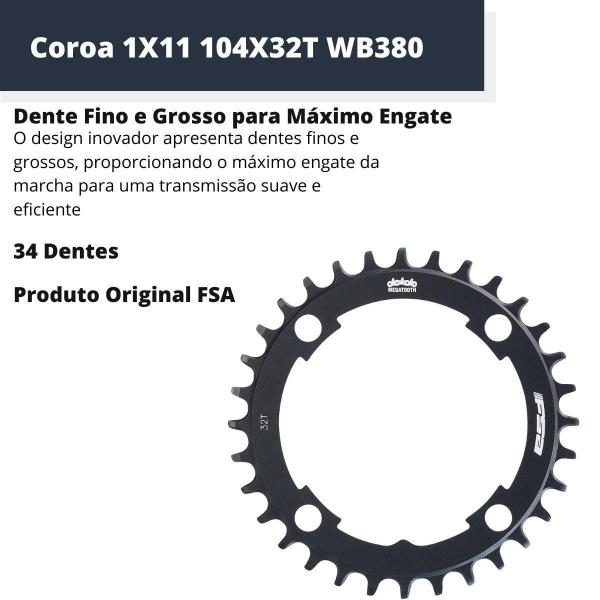 Imagem de Coroa 1X11 104X32T Wb380 Preta Bike Alumínio Mtb