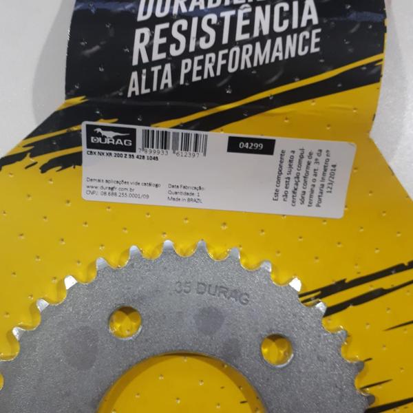 Imagem de Coroa 35 Dentes XLR 125 / CBX 200 / NX 200 / XR 200 / CB 300 / CBX 250 Twister ate 15 - Corrente Fina P428 - Durag