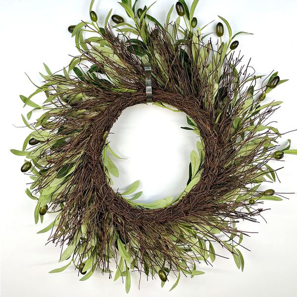 Imagem de Coroa de folhas de oliveira artificial Lovee Tux Tux 50cm com feijão de oliva