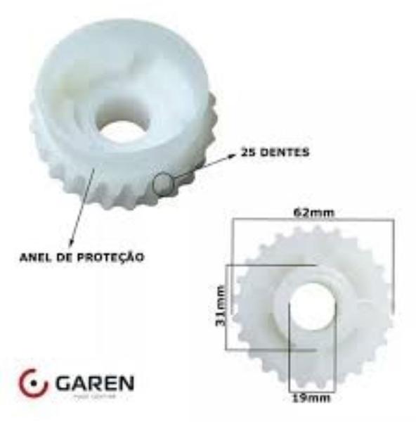 Coroa Nylon Z25 e Eixo S/ Fim Motor Portão Kdz Garen Seg Imagem de Coroa Nylon Z25 e Eixo S/ Fim Motor Portão Kdz Garen Seg
