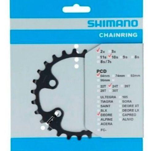 Coroa shimano deore fc-m6000 24d 2x10 bcd 64mm Imagem de Coroa shimano deore fc-m6000 24d 2x10 bcd 64mm