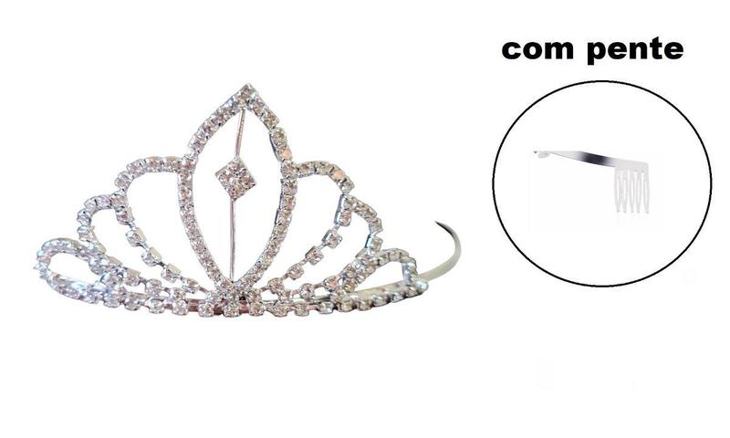 Imagem de Coroa Tiara com pente strass  Princesa Daminha Fantasia