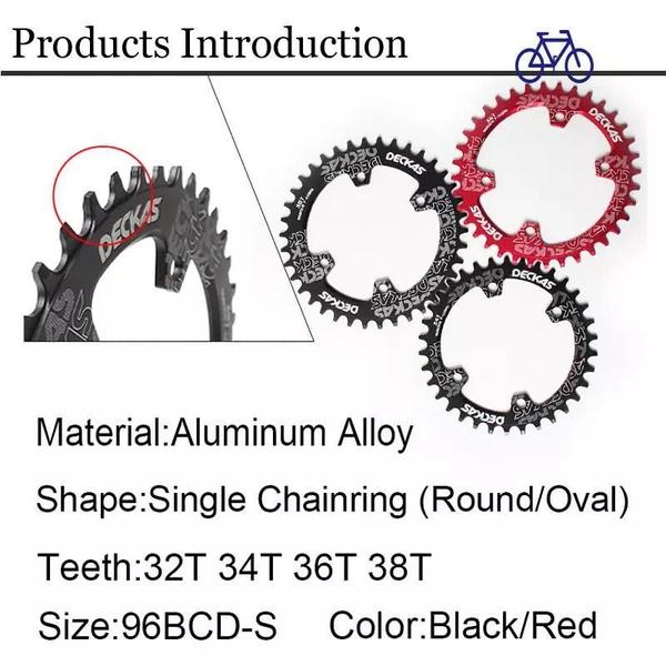 Imagem de Coroa Única Narrow Wide Single Mtb Bcd 96 Mm 32D 34D 36D 38D