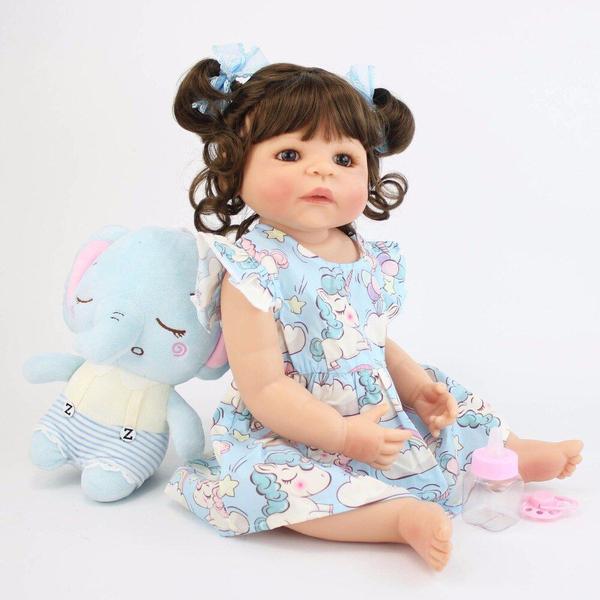 Imagem de Corpo completo de vinil de silicone Reborn Doll Wokex de 55 cm para menina