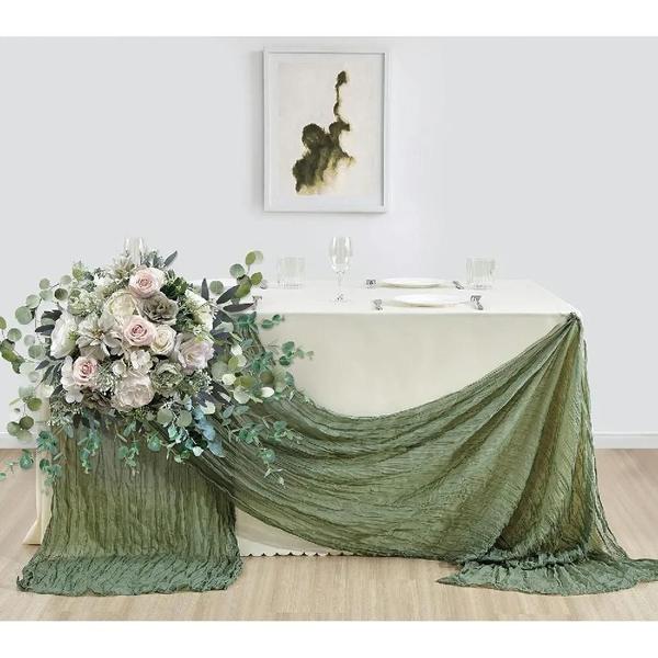 Imagem de Corredor de Mesa de Gaze Boho (10 Peças, 40x270cm) - Decoração Romântica para Casamento, Chá de Panela e Festas