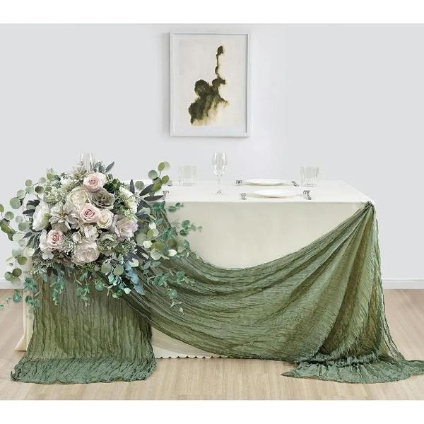 Corredor de Mesa de Gaze Boho (10 Peças, 40x270cm) - Decoração Romântica para Casamento, Chá de Panela e Festas Imagem de Corredor de Mesa de Gaze Boho (10 Peças, 40x270cm) - Decoração Romântica para Casamento, Chá de Panela e Festas