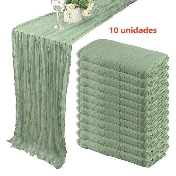 Corredor de Mesa de Gaze Boho (10 Peças, 40x270cm) - Decoração Romântica para Casamento, Chá de Panela e Festas Imagem de Corredor de Mesa de Gaze Boho (10 Peças, 40x270cm) - Decoração Romântica para Casamento, Chá de Panela e Festas