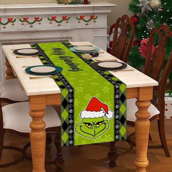 Imagem de Corredor de Mesa de Linho Verde Natal - 13x72 Polegadas - Decoração de Natal