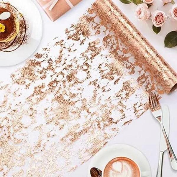 Imagem de Corredores de Mesa com Glitter Dourado e Prateado - Para Casamento