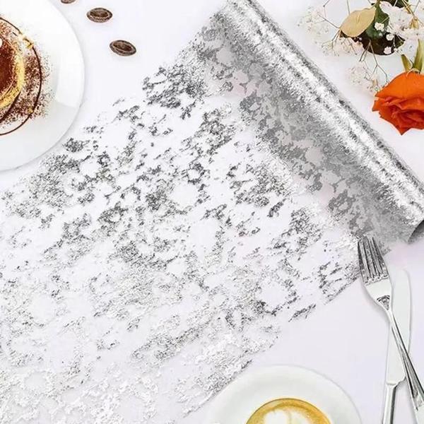 Imagem de Corredores de Mesa com Glitter Dourado e Prateado - Para Casamento