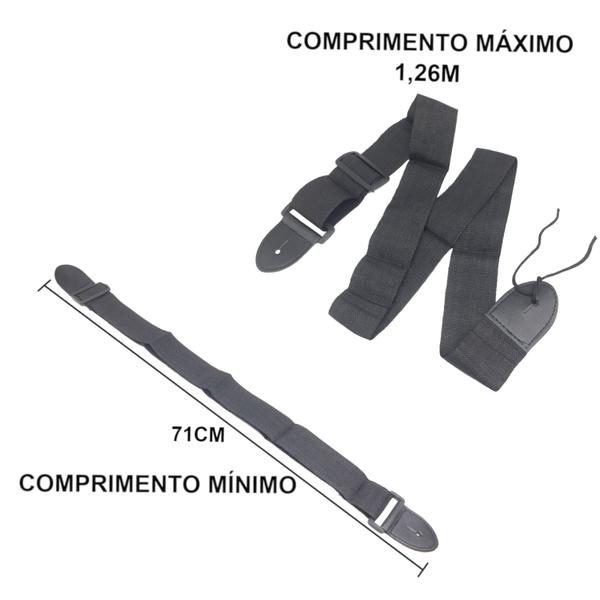 Correia alça violao ukulele viola preta lisa MXP GS2 Imagem de Correia alça violao ukulele viola preta lisa MXP GS2
