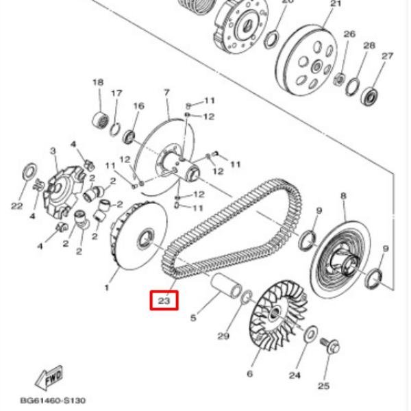 Imagem de Correia da embreagem transmissão original xmax 250