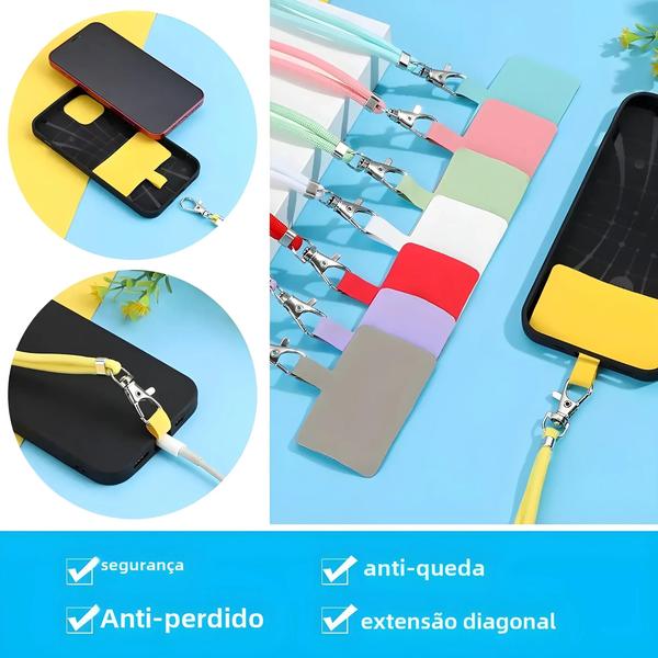 Imagem de Correia De Cordão De Pescoço Removível Ajustável Para Telefones Celulares E Capas De Segurança