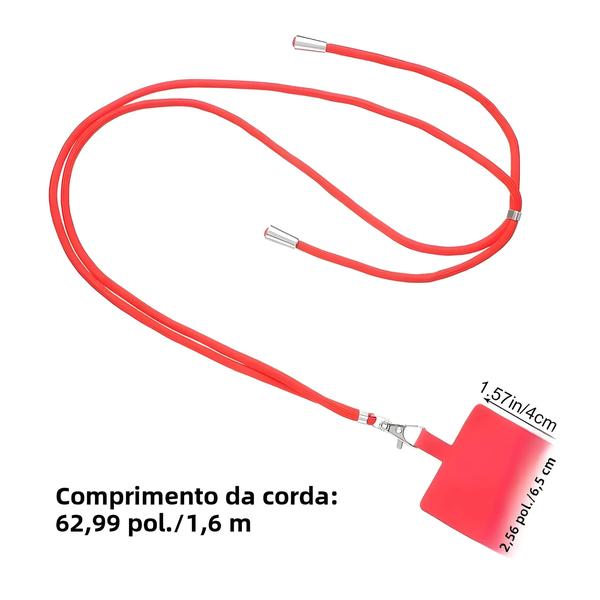 Imagem de Correia De Cordão De Pescoço Removível Ajustável Para Telefones Celulares E Capas De Segurança