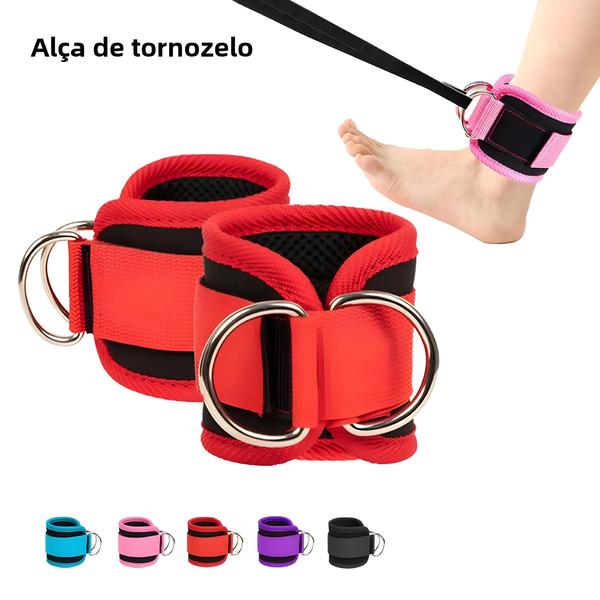 Imagem de Correias de Tornozelo Ajustáveis para Fitness com Anel em D - Suporte para Academia