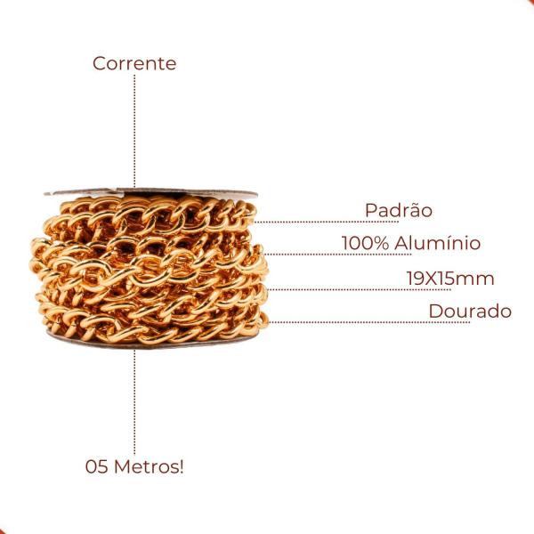 Imagem de Corrente 19x15mm em aluminio com 05 metros