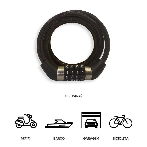 Imagem de Corrente Cadeado Antifurto com Senha para Bicicleta 1mX8mm