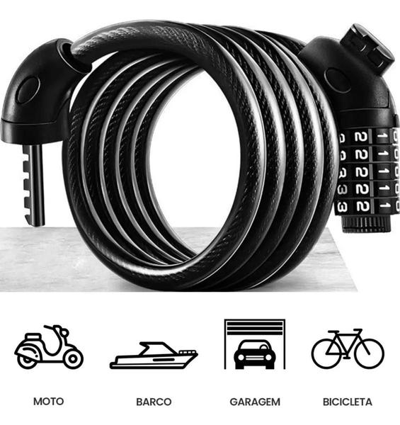 Imagem de Corrente Cadeado Antifurto com Senha para Bicicleta Moto Portão 1mX8mm