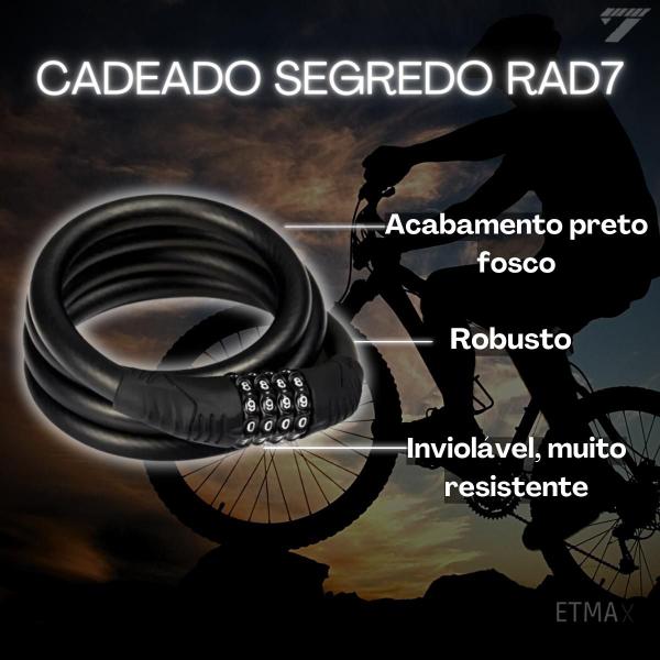 Imagem de Corrente Cadeado Bicicleta Moto Trava Tranca Segredo Senha Bike