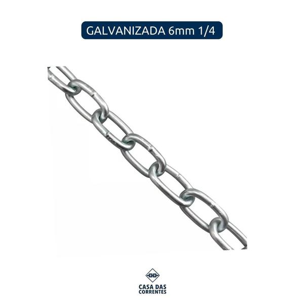 Imagem de Corrente de Aço Elo Soldada 6mm Galvanizado 1 Metro