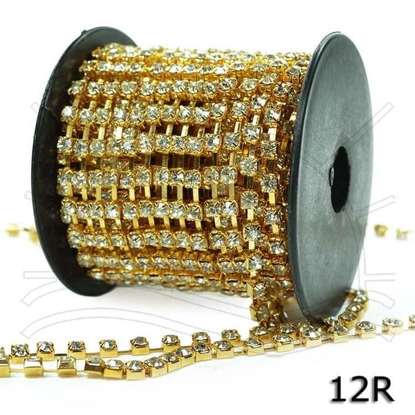 Imagem de Corrente de Strass Cristal Ouro Nº 12 - 10 Metros