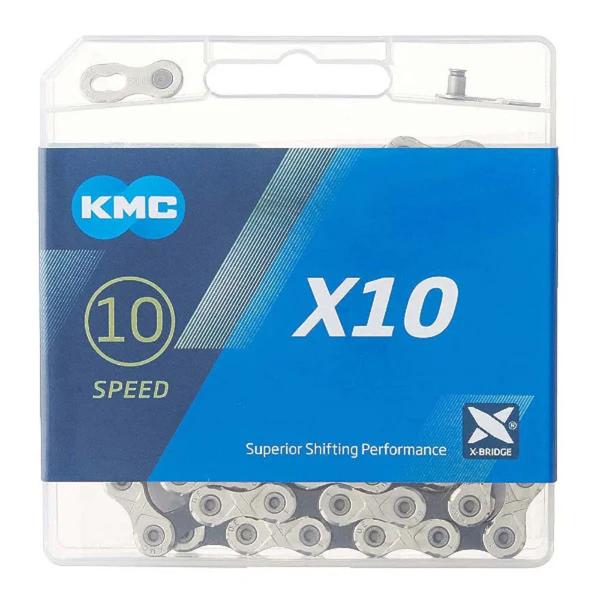 Imagem de Corrente fina index kmc x10 10v 114 links prata/preto 