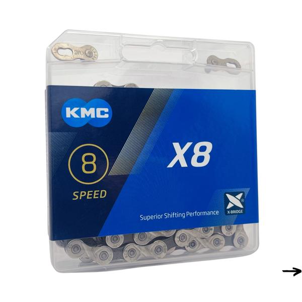 Imagem de Corrente kmc x8 silver / prata 116 elos - 6v / 7v / 8v - 3x8v 24v 3x7v 21v - mtb speed