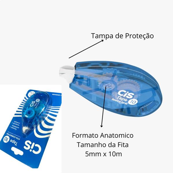 Imagem de Corretivo Em Fita 5mmx 10m Cis Tape 10 Com Tampa 3 Unidades