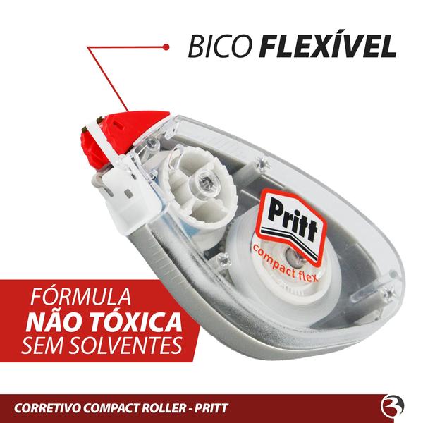 Imagem de Corretivo Escolar em Fita 4,2Mm x 10M Pritt Branquinho Material Escolar Escritório Secagem Rápida