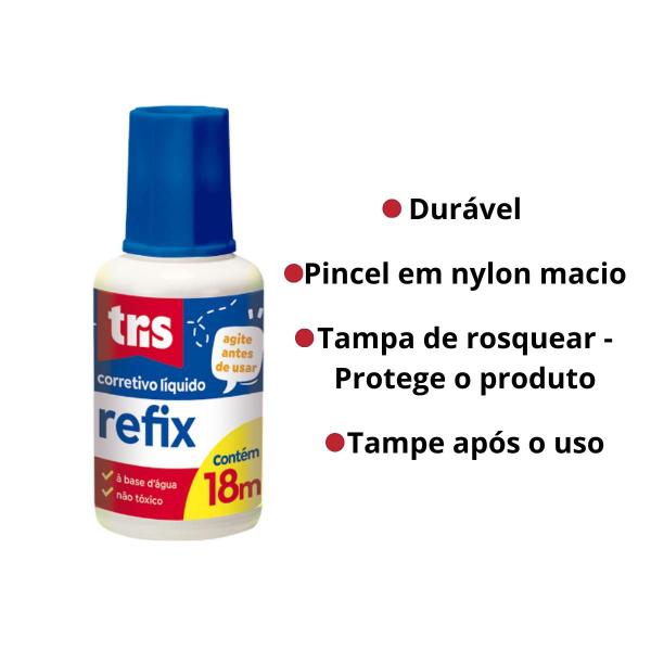 Imagem de Corretivo Líquido 18ml Ponta Pincel Refix Tris