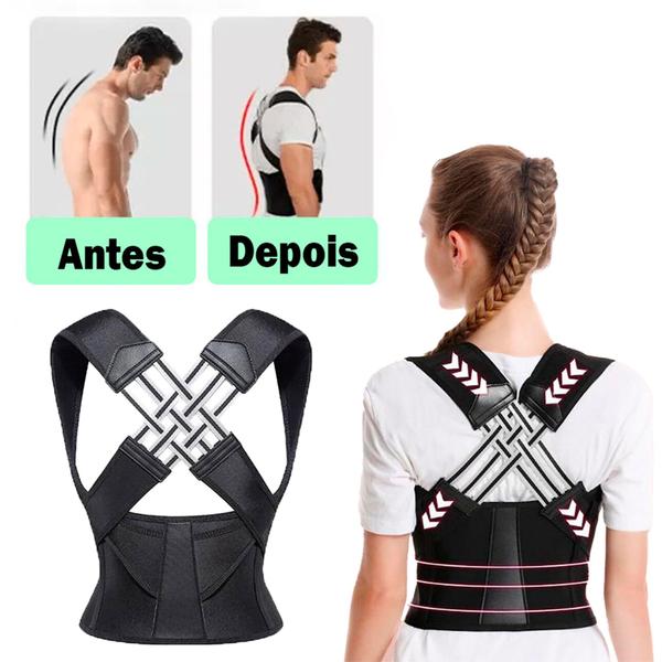 Imagem de Corretor de Postura Deluxe Unissex Masculino Feminino Corretor Postural Cinta Lombar Dor Nas Costas