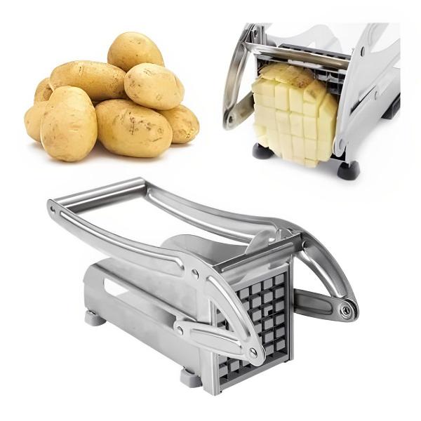 Imagem de Cortador Batata Frita Palito Grosso Fino Manual caseiro inox