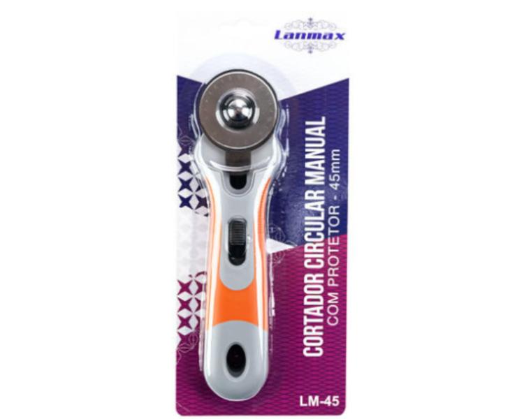 Imagem de Cortador Circular Manual + 2 Lâminas de Corte de 45mm Lanmax cabo emborrachado ideal para tecidos Patchwork Artesanato  Costura