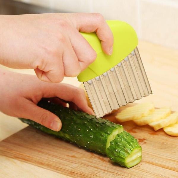 Imagem de Cortador De Batatas Legumes Fatiador Chips Ondulado Aço Inox