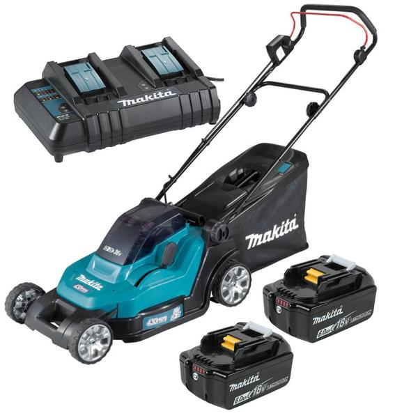 Cortador De Grama 2 Baterias 18v 6ah Makita Dlm432z Com Carregador Duplo Bivolt Imagem de Cortador De Grama 2 Baterias 18v 6ah Makita Dlm432z Com Carregador Duplo Bivolt
