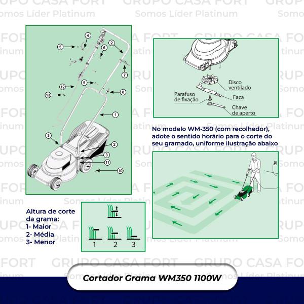 Imagem de Cortador De Grama Wm-350 C/ Recolhedor Trapp Mono 1100w 220v