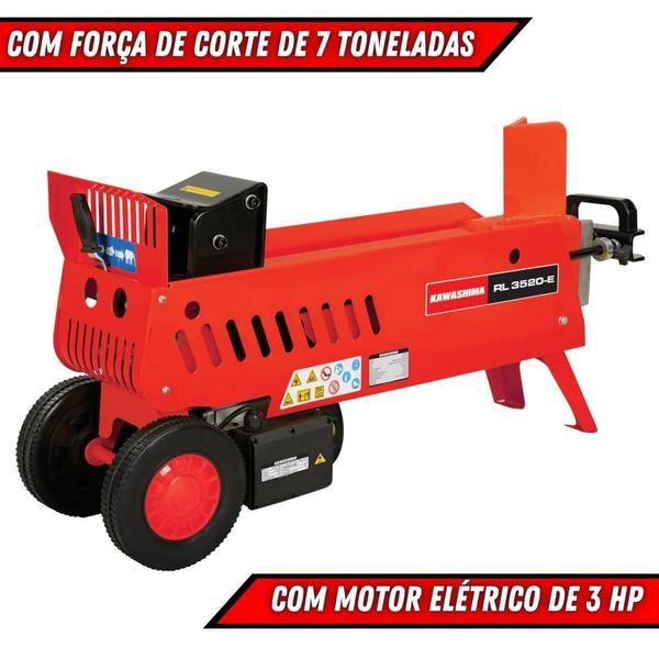 Imagem de Cortador De Lenhas Robusto Kawashima RL3520E Elétrico 220V 15A 3HP 3400rpm Com Corte de 7 Toneladas