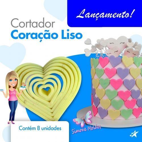 Imagem de Cortador de Massas Coração Liso c/ 8 peças Blue Star