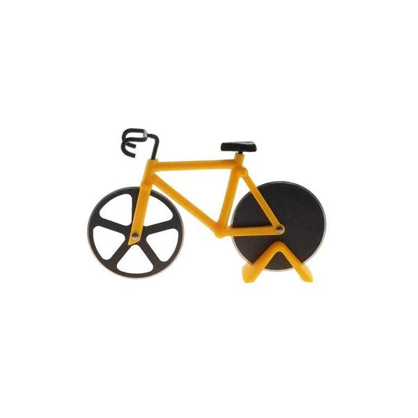 Imagem de Cortador de Pizza Bicicleta Decorativo Cor Amarelo 12x18x3cm