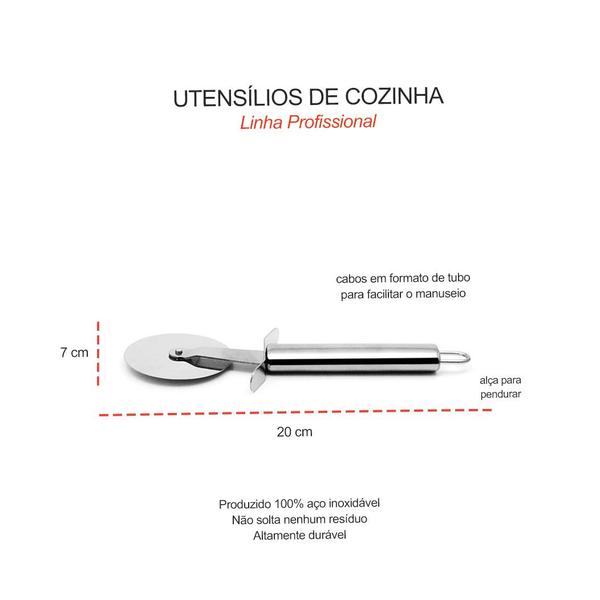 Imagem de Cortador de Pizza Inox Utensilios Cozinha Tuboline