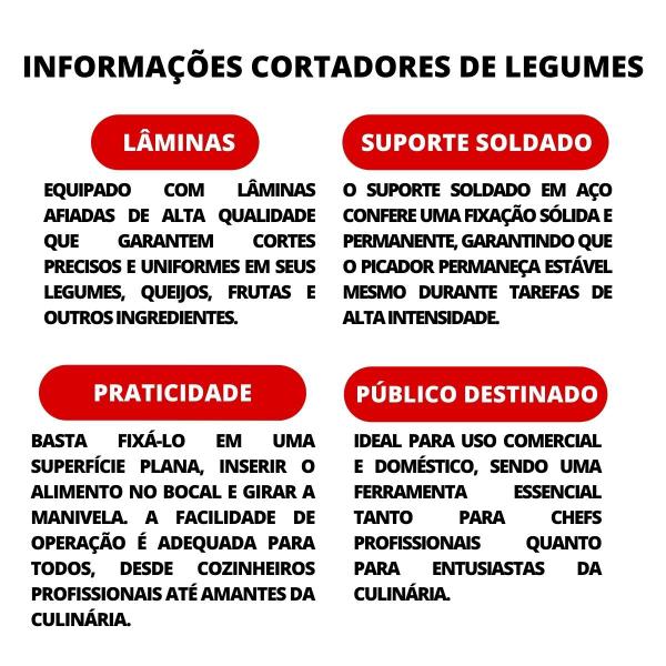 Cortador e Picador de Legumes e Batata Industrial Pequeno Mesa Inox Vitalex Imagem de Cortador e Picador de Legumes e Batata Industrial Pequeno Mesa Inox Vitalex