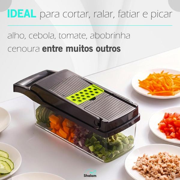 Imagem de Cortador Fatiador Manual De Legumes Frutas E Verduras Laminas De Aço Inoxidável