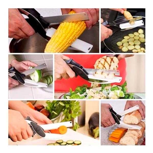 Imagem de Cortador Legumes Nicer Plus Com Tesoura Cozinha Clever Cutter